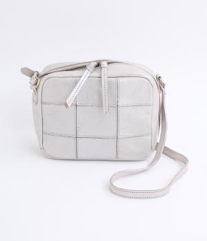 牛革パッチワークスクエアショルダー(シルバー-F)