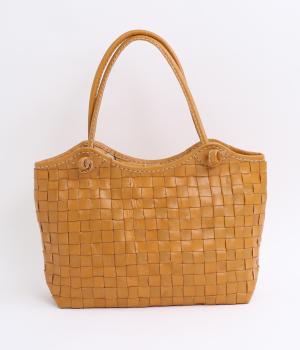 牛革レザーメッシュトートL(キャメル-F)