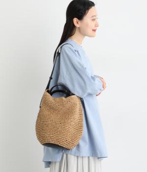 丸底バケットクロッシュ2wayトート(ブラック-F)