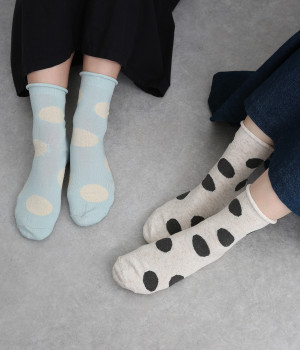 リネンドット　ショートソックス　2足組(カラー1-ONESIZE)