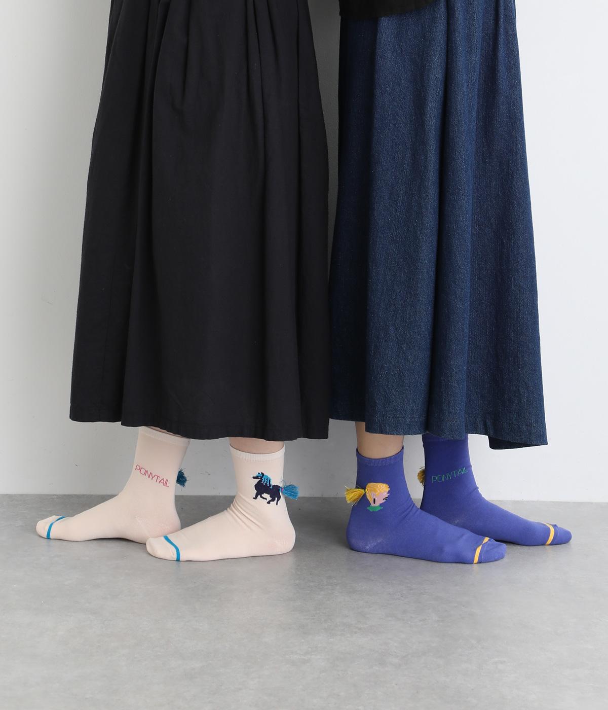 ポニーテール　ショートソックス2Ｐ(カラー1-F)
