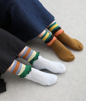 メランジビッグフリル　ショートソックス　2足組