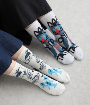 イタズラ描き　プリントクルーソックス　2足組