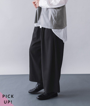 サイドタックワイドパンツ(ブラック-ONESIZE)