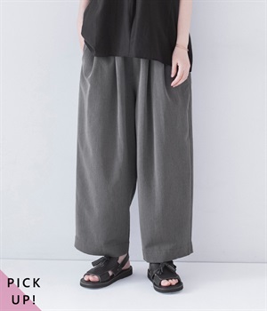 タックワイドイージーパンツ(チャコール-ONESIZE)