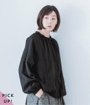 撥水チビ襟ナイロンジャケット(ブラック-ONESIZE)