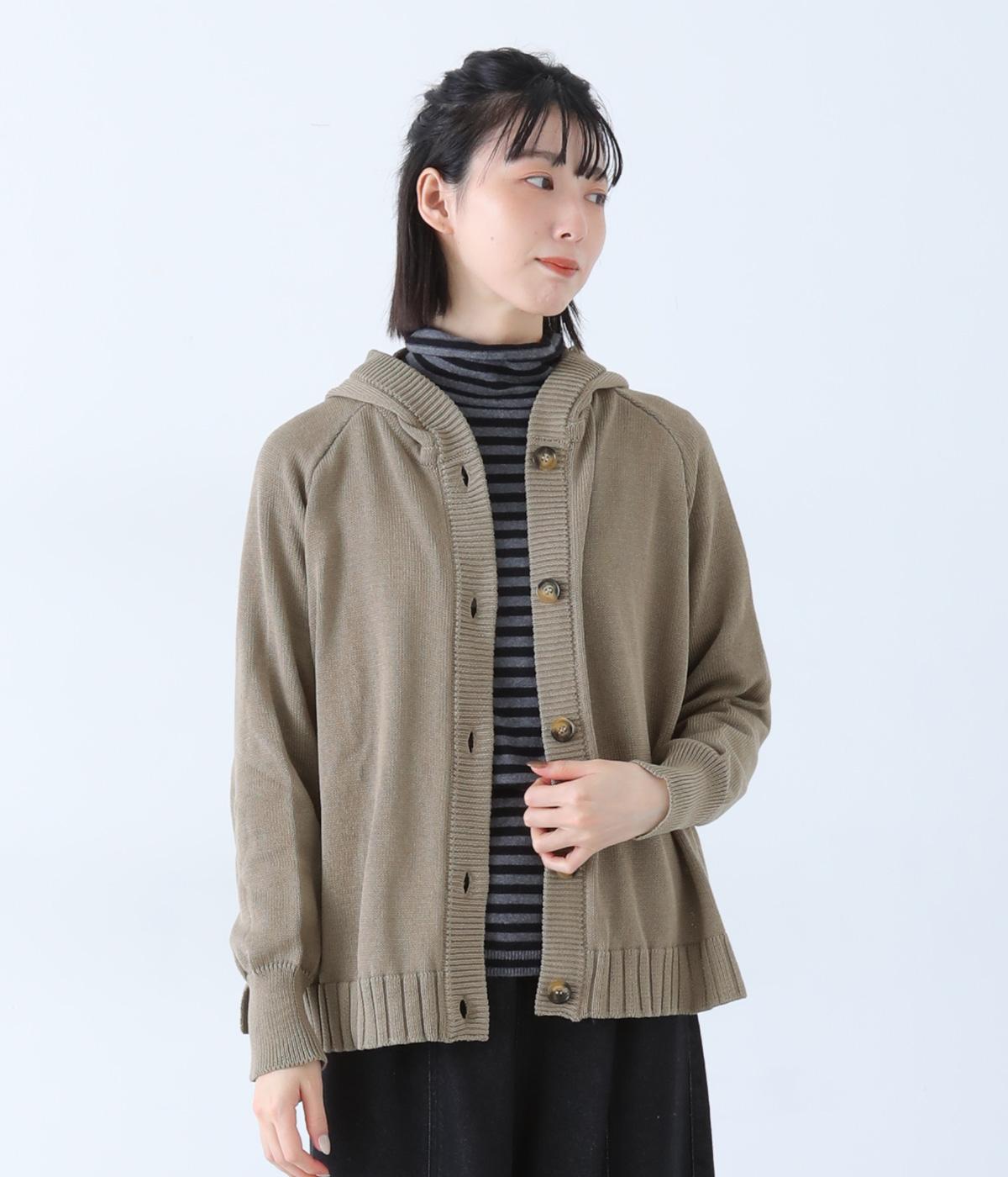フード付きカーディガン