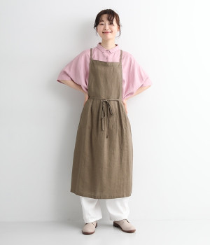 平織りリネンウエストタックエプロン