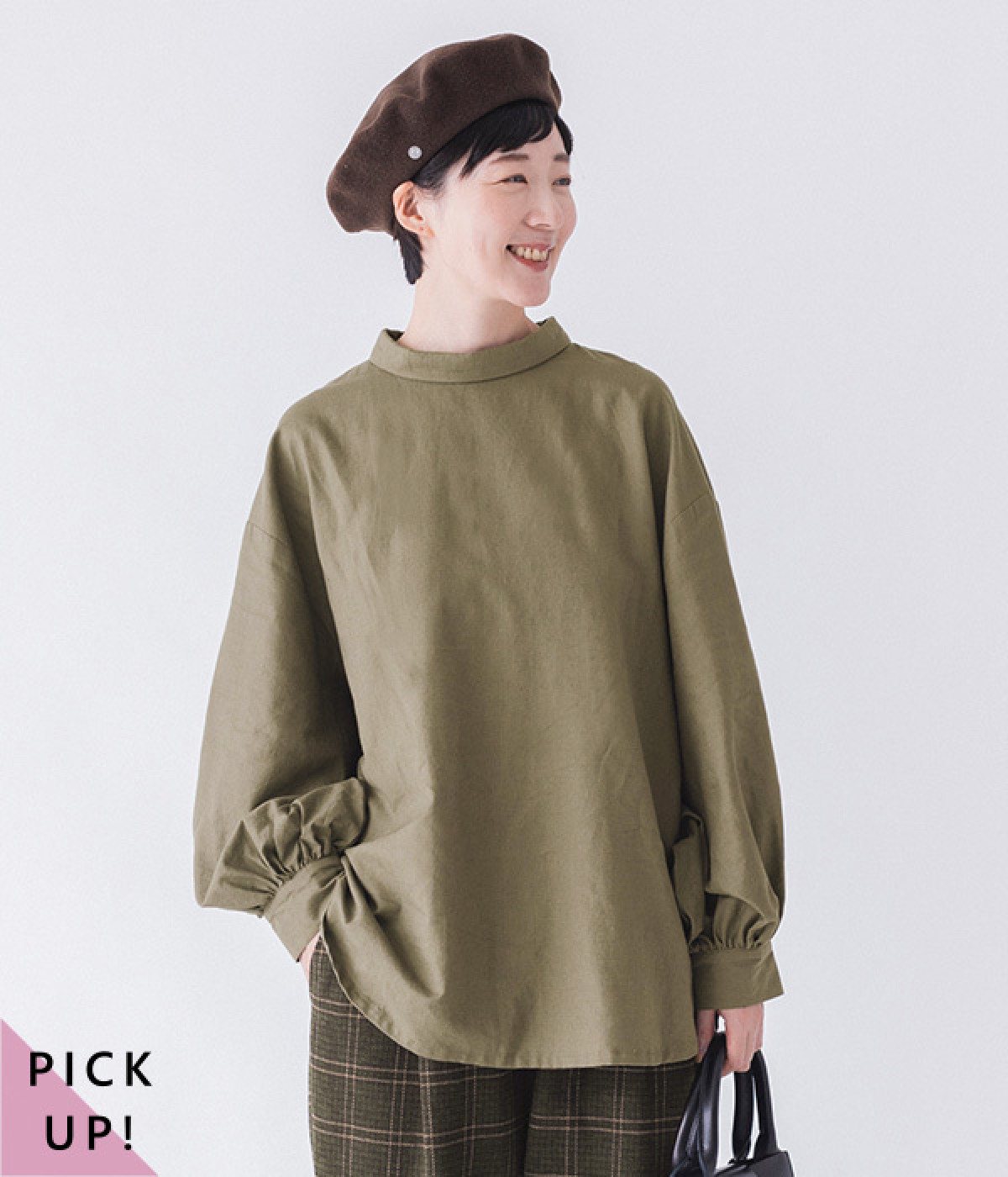 コットンリネンロールカラーブラウス（&yarn）の商品詳細