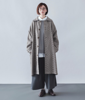 ビッグカラーコート(チェック-ONESIZE)