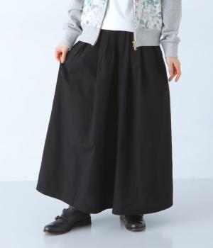 コットンポプリンタックワイドパンツ(ブラック-F)