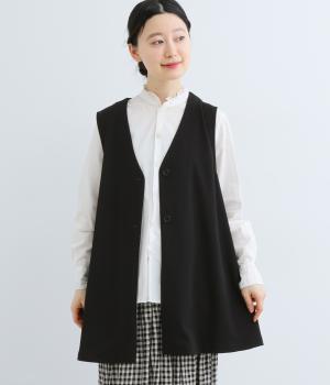 カットジョーゼットベスト(ブラック-F)
