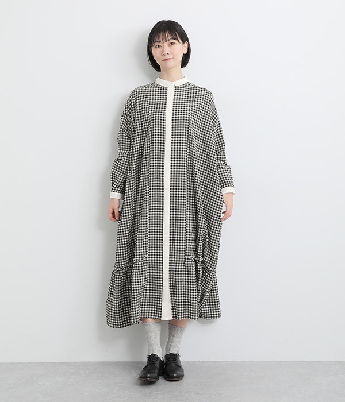 l'atelier du savon チェック柄シャツワンピース