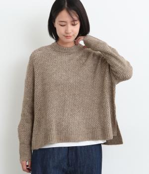透かし編みニットワイドプルオーバー