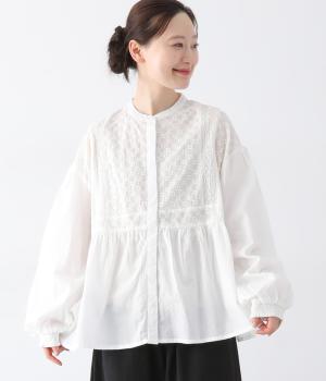 刺繍切替ブラウス