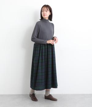 両面起毛×ネルタートルコンビワンピース(ネイビー-ONESIZE)
