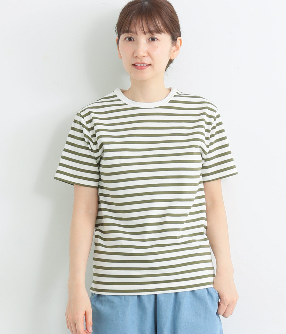 【A.U.G. relaxing】天竺　半袖ボーダークルーネックTシャツ