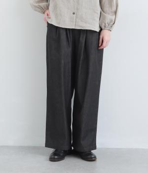 ライトオンスデニムタックパンツ(ブラック-F)