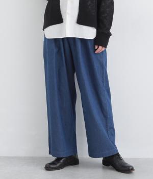 ライトオンスデニムタックパンツ(ブルー-F)