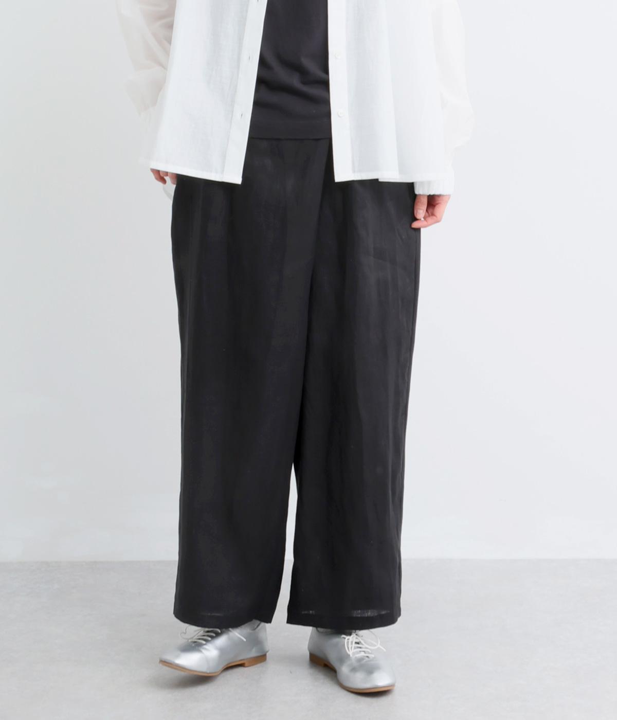 リネンラップ風パンツ(ブラック-F)