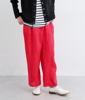 リネンラップ風パンツ(レッド-F)
