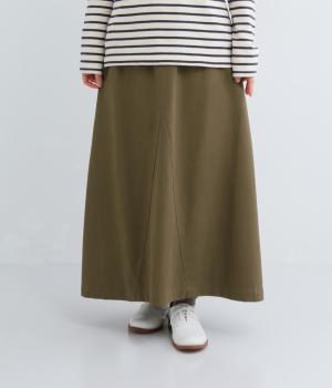 コットンリオセルツイルミリタリーフレアスカート(カーキ-F)