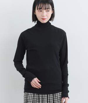 コットンライトリブメロータートル(ブラック-F)