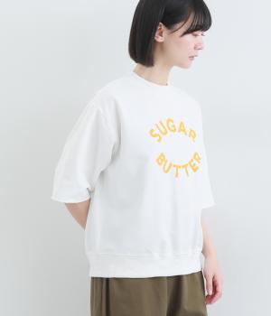 フレンチテリー5分袖プリントスウェット(オフ-F)