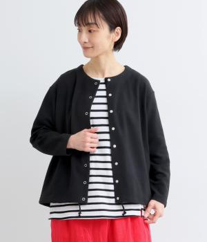 ペアー天竺2wayバルーンカーディガン(ブラック-F)