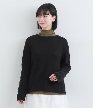 ドライテープヤーンリラックスニットプルオーバー(ブラック-F)