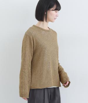 ドライテープヤーンリラックスニットプルオーバー(ベージュ-F)