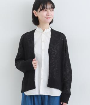 ドライテープヤーン着流しニットカーディガン(ブラック-F)