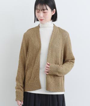 ドライテープヤーン着流しニットカーディガン(ベージュ-F)