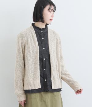 ドライテープヤーン着流しニットカーディガン(エクリュ-F)