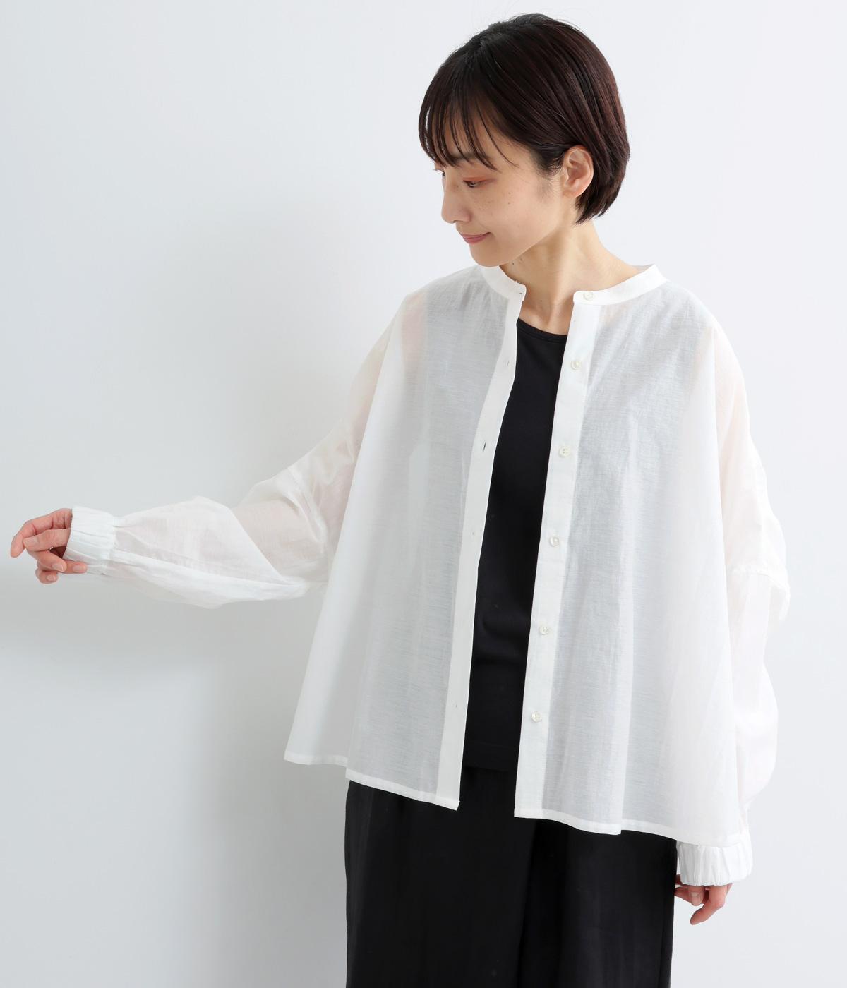 シアーコットンテンセルバックギャザーブラウス(オフ-F)