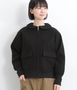 圧縮ジャージーポケットZIPブルゾン(ブラック-F)
