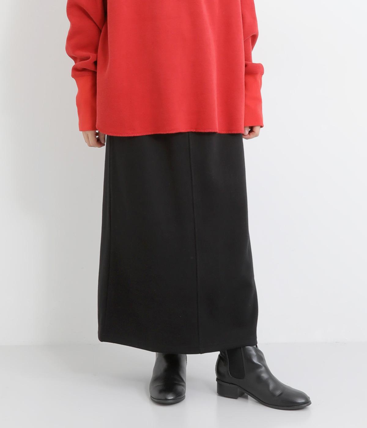 ダブルフェイス細見えBOXスカート(ブラック-F)