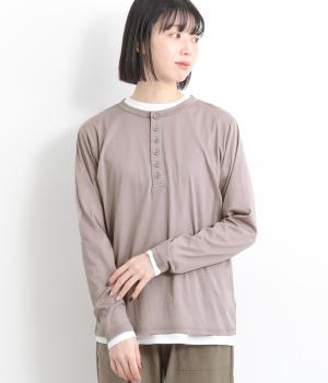 コットンシアー天竺レイヤードヘンリーTee