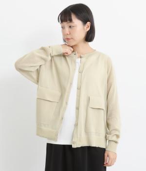 シアーニットポケ付きカーディガン