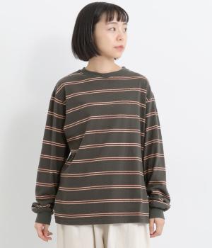 【A.U.G. relaxing】コットンビンテージボーダークルーネックリブTee
