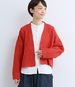ケーブルカーディガン(レッド-F)