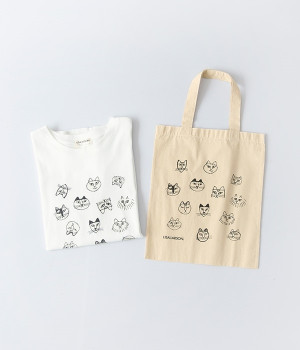 LISA　LARSONコラボ　ねこのかおプリントTシャツ(ホワイト-ONESIZE)
