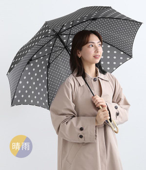 UMBRELLAS LONG  Dots　晴雨兼用(ブラック-ONESIZE)