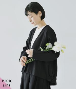 コットンレーヨンノーカラージャケット