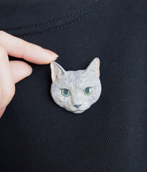シンクレア　ブローチ(灰猫-ONESIZE)