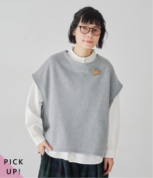 別注｜コクーン切替裏毛ベスト(トップグレー-F)