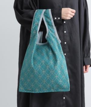 手捺染コットンベルベット　モロッカンプリント　パイピングトートバッグ