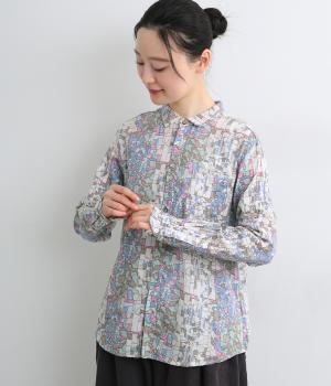 コットンボイルウォールプリントレギュラーシャツ