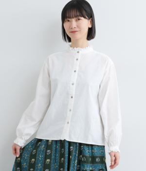 コットン　フリルカラーブラウス(オフホワイト-F)