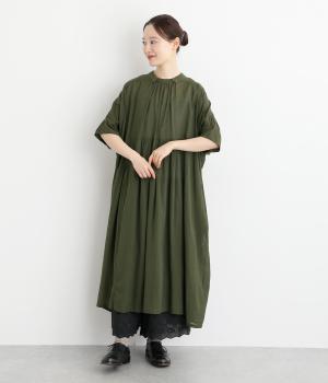 シルクタッチボイルワイド2wayワンピース(ダークカーキ-F)